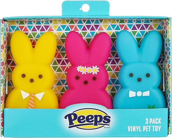 Peeps Dress-Up Bunnies Vinyl Squeaker Dog Toy Set, 4 Inch, 3 Pc