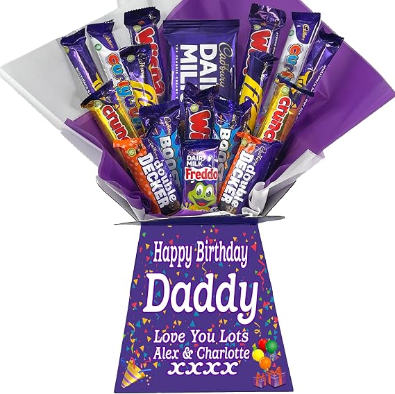 Personalised Luxury Chocolate Bouquet Hamper, Personalised Sweet Gift for Him or Her, Great Choice for Birthdays, Christmas or Any Occasion (Compatible with CADBURY MIX LG 1)