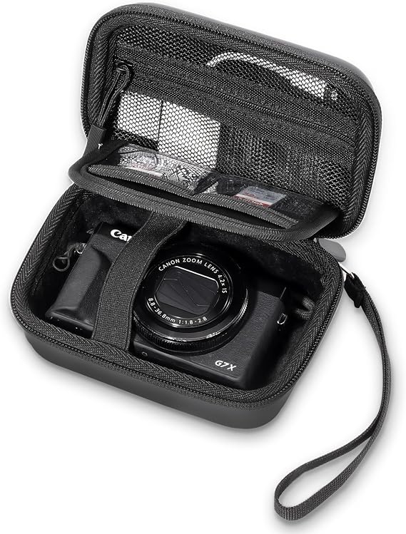 ProCase Hard Case for Canon G7X Mark III/II, G5X II, SX740, Sony ZV-1F/Cybershot, Ricoh GR III, Kodak Pixpro WPZ2/FZ55/FZ45 and LUMIX DC-TZ99E-K, Travel Case with Mesh and Zipper -Black