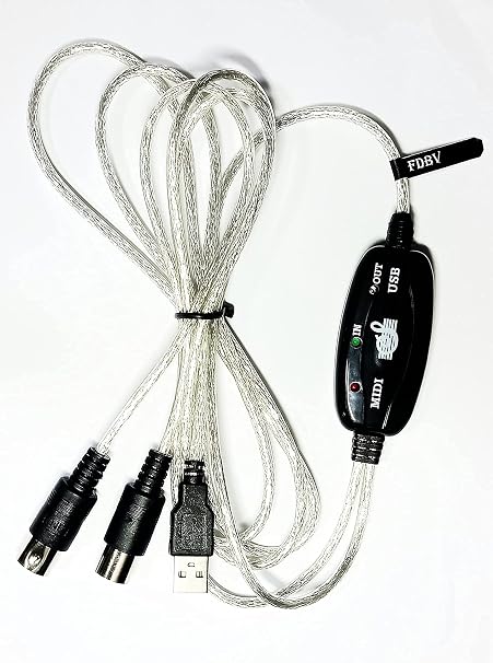 USB in-Out MIDI Interface Cable Converter to PC Music Keyboard Adapter Cord
