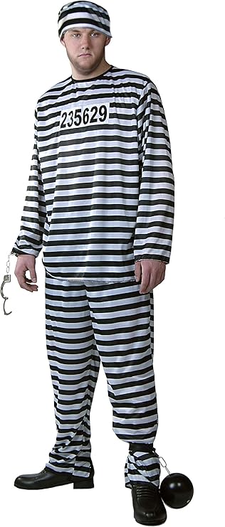 Men's Prisoner Halloween Costume | Adult Criminal Prison Outfit | Escaped Convict Attire for Themed Parties and Cosplay