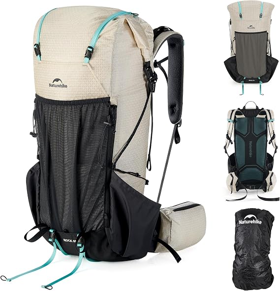Naturehike Rock 2.0 Upgraded 30/45/60L Hiking Backpack for Men Women with Rain Cover Trekking Backpack for Outdoor Camping Travel Backpacking, white