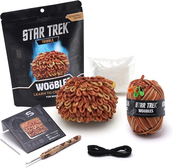 The Woobles Star Trek Crochet Kit for Beginners (Tribble) | As seen on Shark Tank, Officially licensed Star Trek Tribble: Easy Peasy Yarn, hook, safety eyes, stuffing, video tutorials
