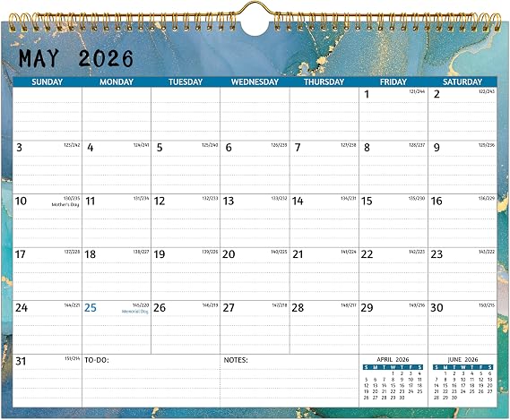 Wall Calendar 2026-2028 2 Year Calendar 2026-2028, May 2026 Apr 2028, 14.57 x 11.42 In, 2026 Calendar 24 Months, Monthly Calendar 2026, with Ruled Blocks, Thick Paper, Holidays, To-do List & Notes