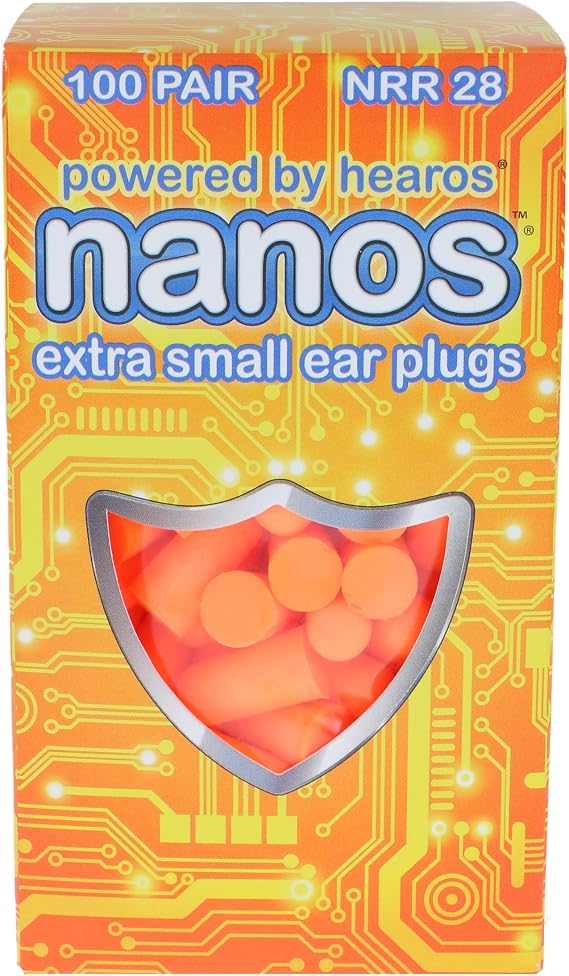 HEAROS Nanos Earplugs, X-Small, NRR 28, 100 Pair, PU Foam, Extreme Comfort, Orange (5891)
