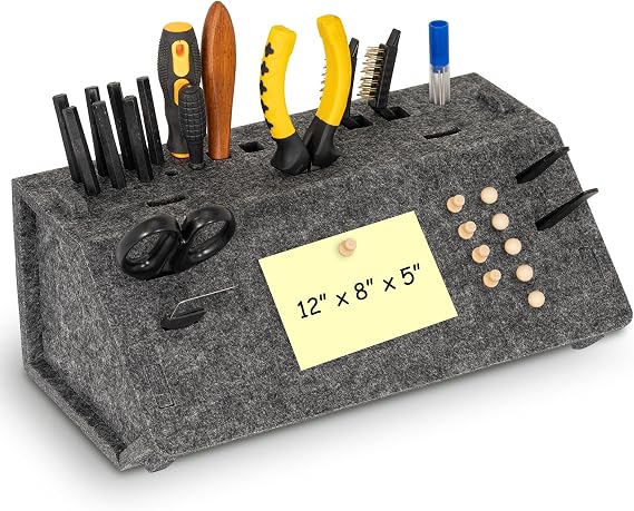 DOLLAR BOSS 3D Printer Tools Storage Box, Desktop Detachable Organizer for 3D Printing Accessories Grey Felt, 12" x 8" x 5"