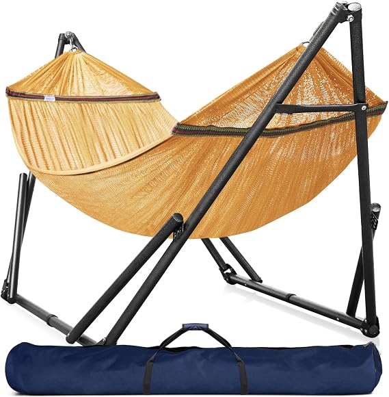 Tranquillo Universal Double Hammock with Stand Included Portable, Yellow