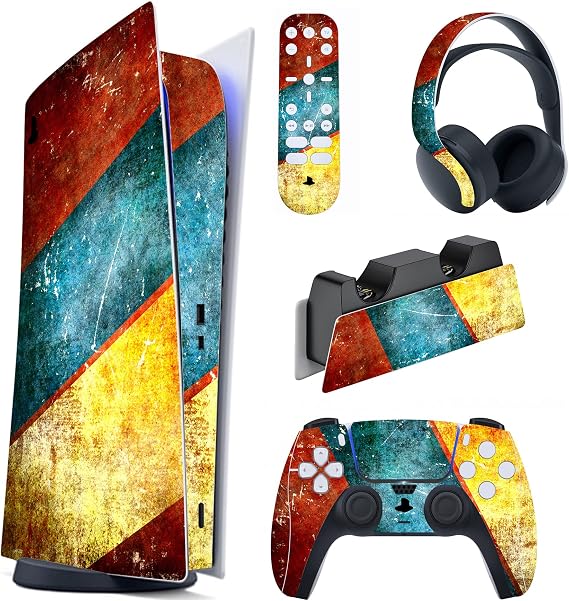 PlayVital Aging Full Set Skin Decal for ps5 Console Digital Edition, Sticker Vinyl Decal Cover for ps5 Controller & Charging Station & Headset & Media Remote