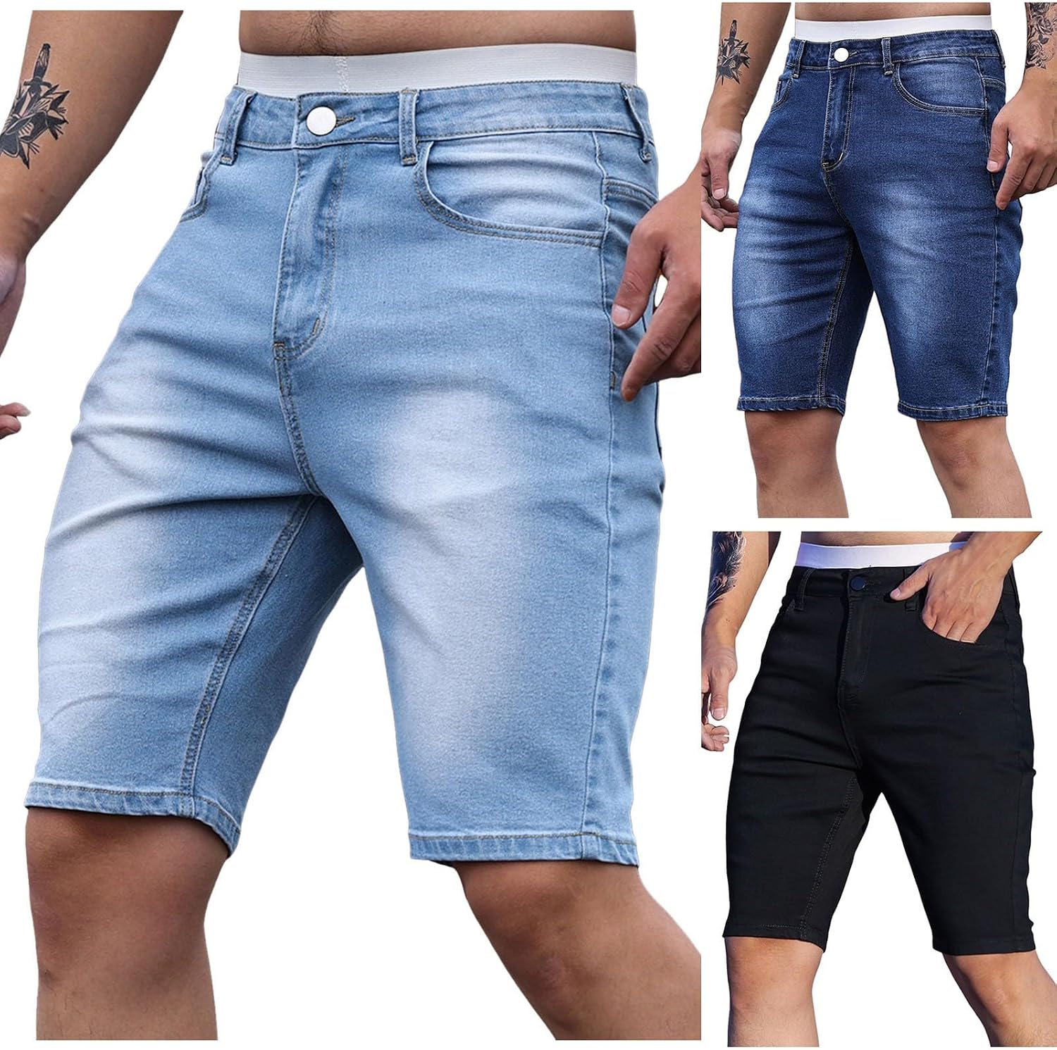 Mens Relaxed Fit Denim Shorts Rugged Wear Performance Series Jean Short