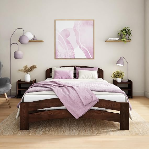 Double Bed Frame 4ft6, F10 Solid Wooden, Sturdy Slats, Easy Assembly,