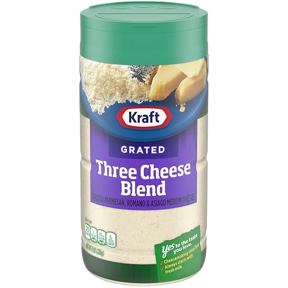 Kraft 100% Grated Three Cheese Blend Shaker (8 oz Bottle)