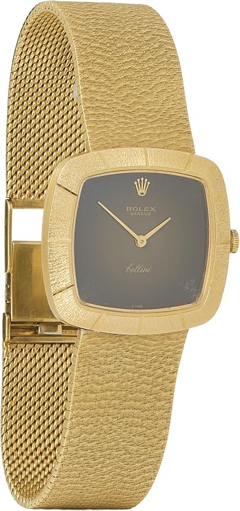 Pre-loved Black Dial Gold Cellini Cushion Bracelet Watch, Black