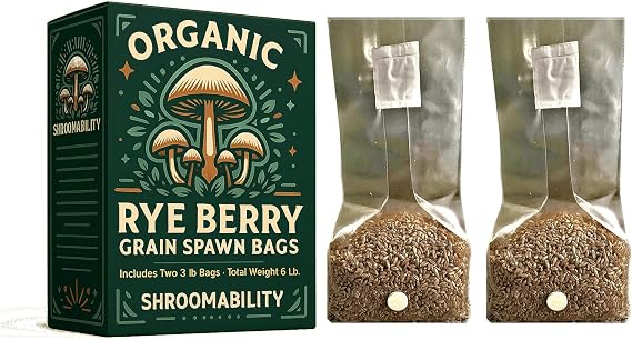 6 lb Rye Berry Grain Spawn Bags w/Injection Ports & .22 Micron Gas Exchange Filter