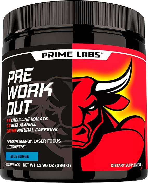 Prime Labs Pre Workout Powder for Men, Blue Lemonade Flavor