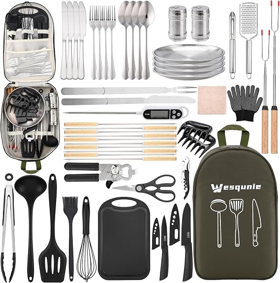Wesqunie Camping Cooking Utensils Set, Cookware Set for Outdoor Hiking BBQ