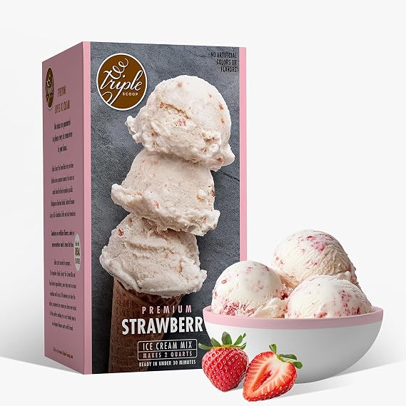 Triple Scoop Strawberry Ice Cream Mix, Gourmet, Ready In 5 Min, 1 Pack