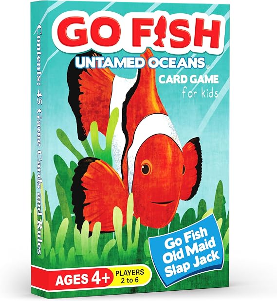 Go Fish Untamed Oceans Card Game for Kids 4-8, Old Maid and Slap Jack