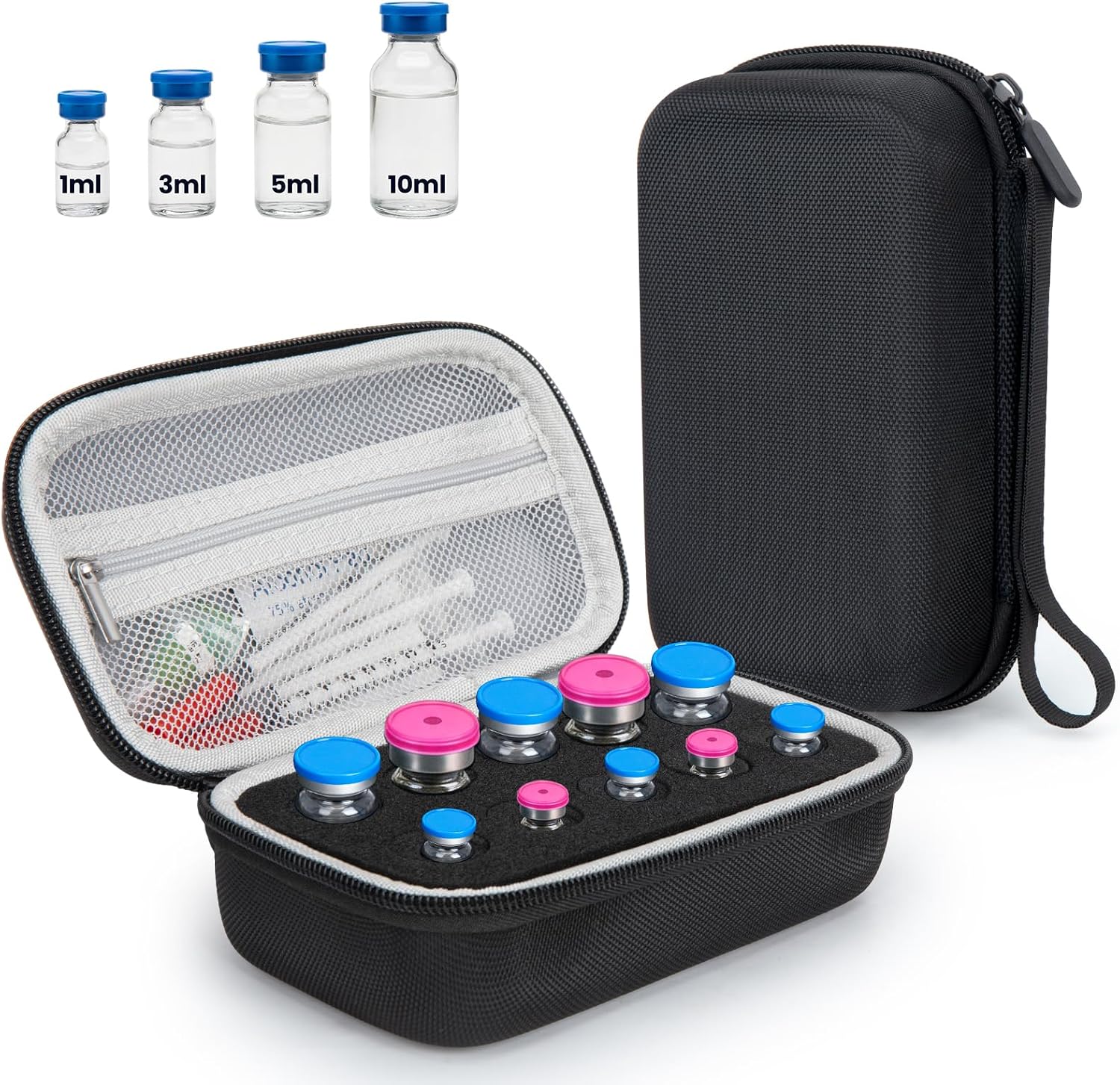 YOUSHARES Peptide Case - 10 Slots Vials Insulin Fridge Holder Storage Case, Sturdy Peptide Storage Case for Fridge Travel for 1ml, 3ml, 5ml, 10ml Vials, Vial Protector for GLP-1 Bac Water Organized