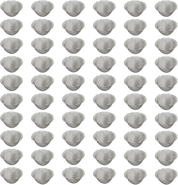 60 Pcs Tapered Screens Filter, 16mm Bowl Mesh Gauzes Filter, Reusable Mesh Bowl Screens, Pre Cut Stainless Steel Screen, Metal Wire Mesh Filter, for Household, Industrial, Laboratory
