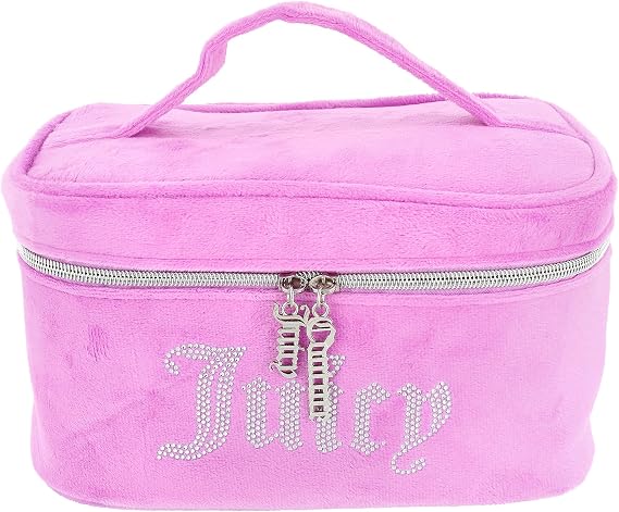 Juicy Couture Purple Makeup Bag Velour Rhinestone Train Case