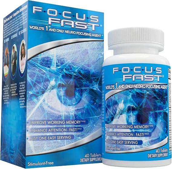 Focus Fast Brain Supplement - Improve Working Memory, Enhance Focus, Boost Cognition in as Little as 1 Hour, Caffeine/Stimulant Free Nootropic