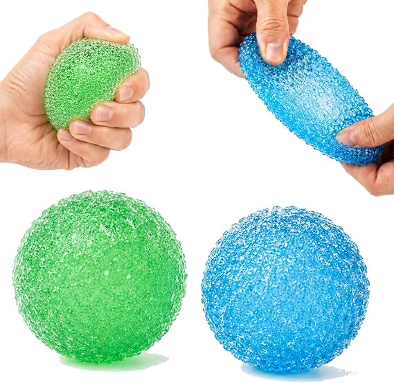 2 PCS Slushy Squishy, Squishy Ball, 6 Cm Diameter Decorative Pieces, Decorative Ornament and Desktop Decoration, Portable Desk Decor with Blue Green Design