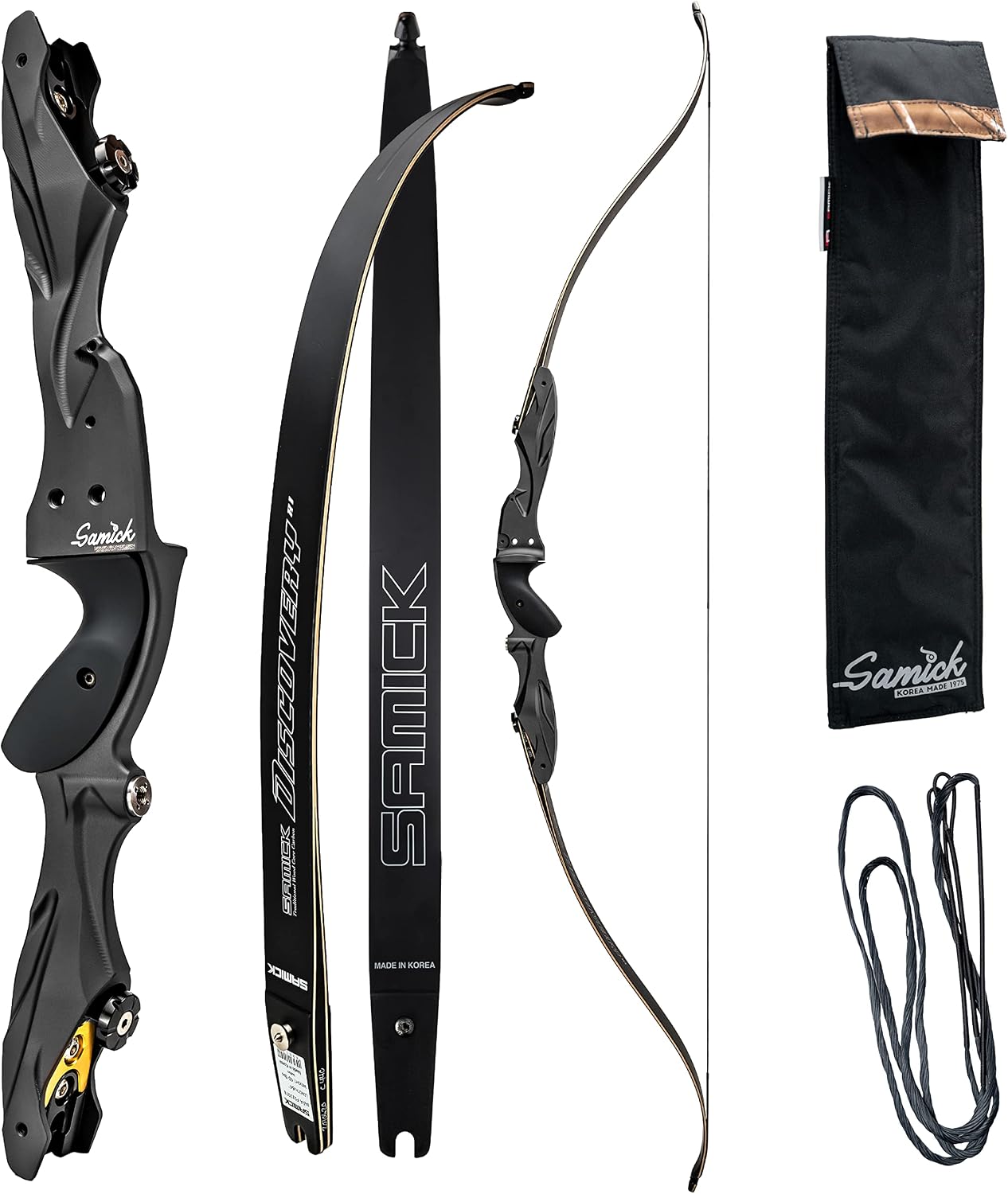 SAMICK 64 Discovery Archery Recurve Bow - ILF CNC Riser - Wood Core Carbon ILF Limbs Hunting Right Handed Only 25-55lb