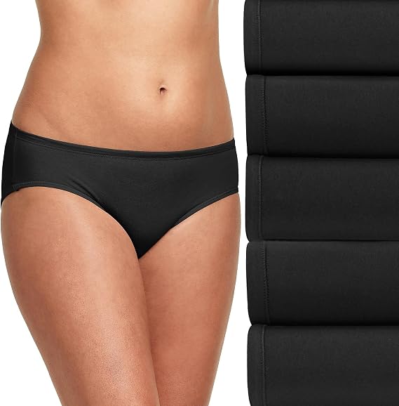Hanes Ultimate Women's Hipster Panties 5-Pack, Moisture-Wicking Hipster Briefs, Hipster Underwear, 5-Pack (Colors May Vary)