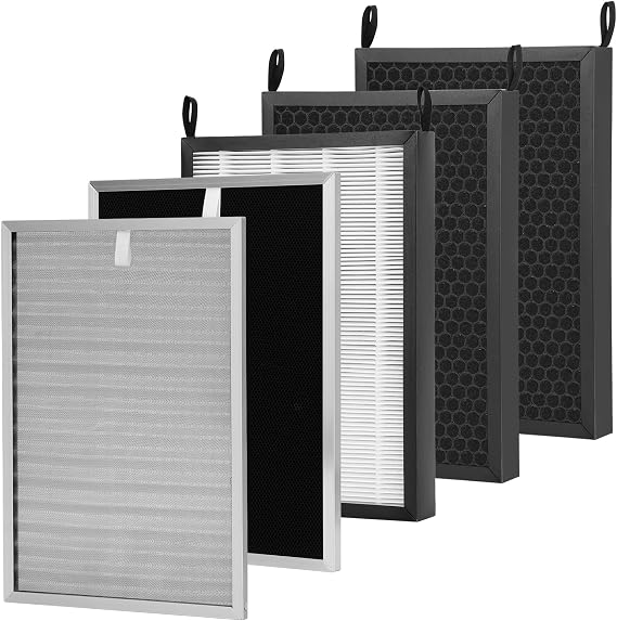 Replacement Filter Set Compatible with Nuwave OxyPure 47001,47002,47003,47004 Air Purifier for 1 SS Pre,1 Ozone Removal,3 HEPA/Carbon Filters