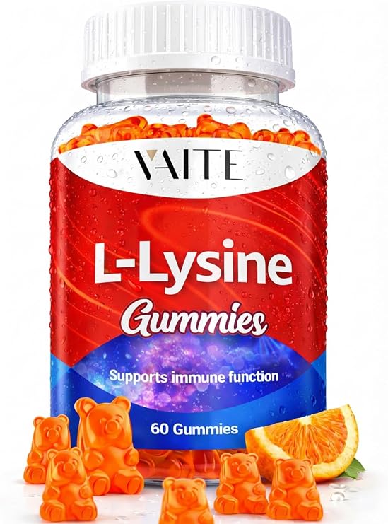 VAITE L-Lysine 1000mg Gummies - Supports Skin, Lip, Vegan, Gluten Free, Vitamins for Adults Tissue Health & Immune System, Chewables, Amino Acid Vitamin Supplement & Complex Supplements, Non-GMO