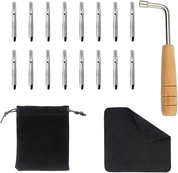 16 Pcs Tuning Pin Set with L-Shape Wrench & Gooseneck Hammer Lever
