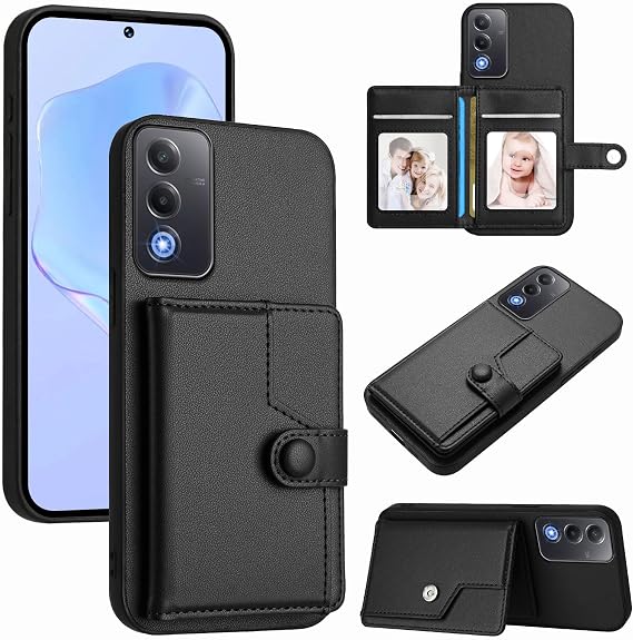 Compatible with Oppo A3 Pro 5G Case Wallet with Credit Card Holder, Genuine Leather, Anti-Fall Case, Durable with Non-Slip Lining Secures Up to 4 Cards Cover for Oppo A3 Pro 5G (B)