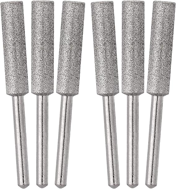 OIIKI 6 Pack Burr Grinding Stone File, Chainsaw Sharpener 7/32 Inch, Silver