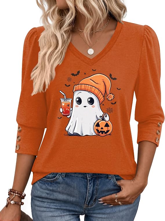 Zeagoo Womens 3/4 Sleeve V Neck T Shirts Dressy Casual Tops