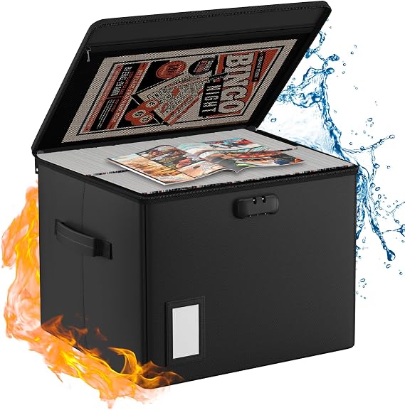 ENGPOW Fireproof Document Box Comic Book Storage,39.5 x 38 x 29cm