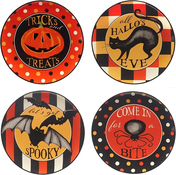 Certified International Spooky Halloween 8.75" Salad/Dessert Plate, Multicolor, Medium, Set of 4