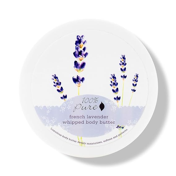 100% PURE French Lavender Whipped Body Butter, Body Lotion for Dry Skin, Made with Shea Butter, Cocoa Butter, Moisturizing Body Cream, Natural Lotion - 3.4 oz