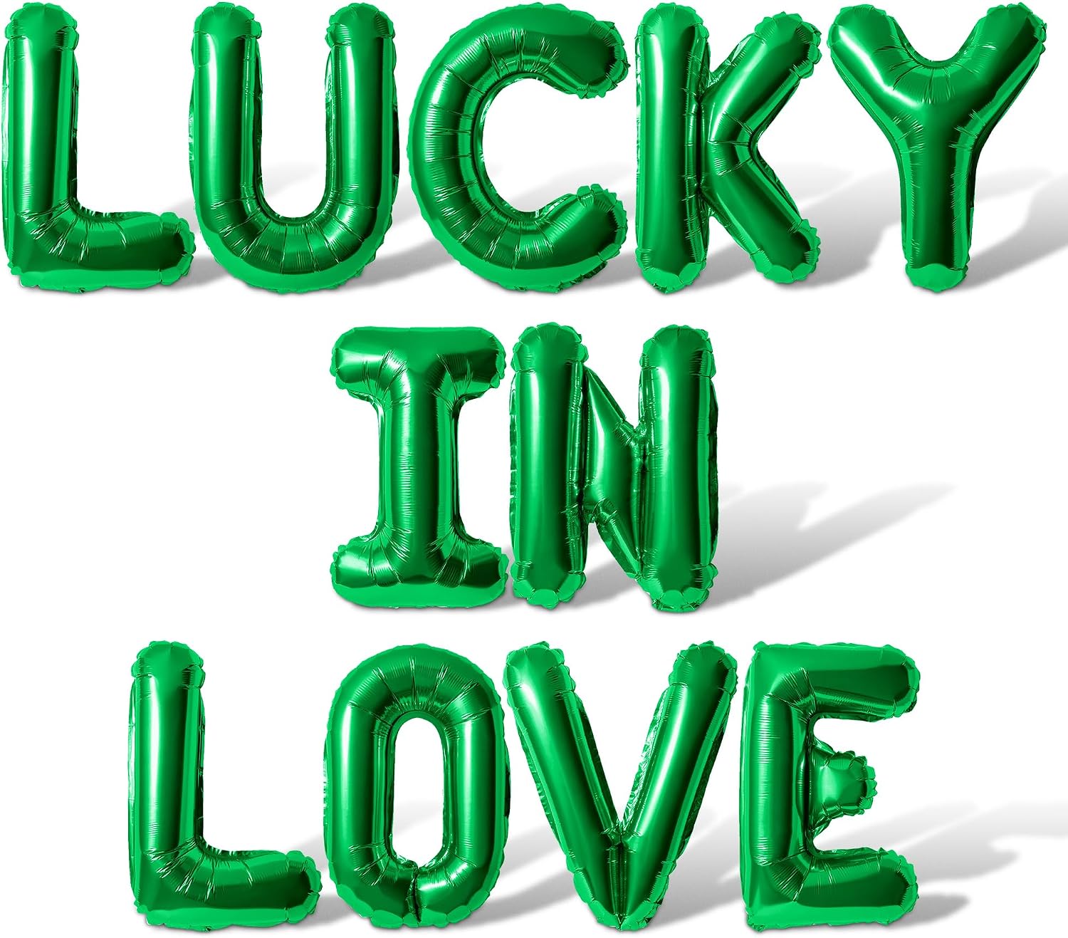 Letter Balloons - LUCKY IN LOVE 16 Inch Alphabet Letters Foil Mylar Balloon Bachelorette, Bridal Shower, Wedding Party Banner Green