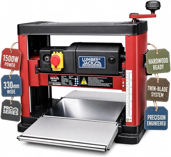 Lumberjack 330mm Thicknesser Planer for Wood Woodworking, Thickness Planer