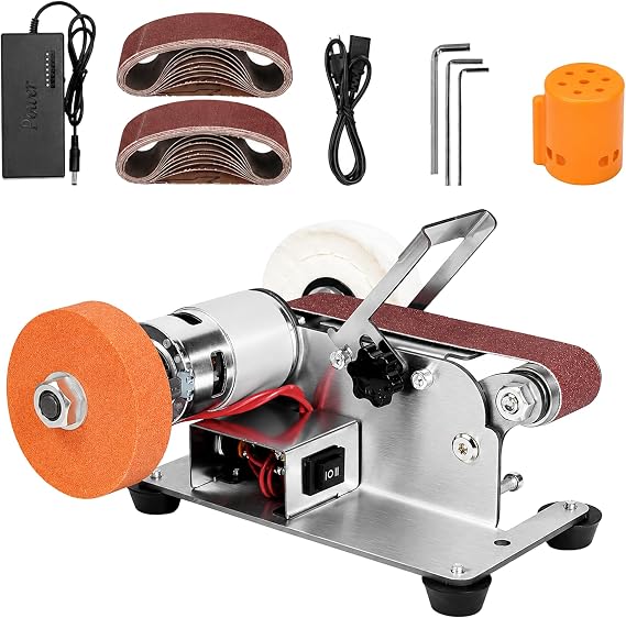 3-in-1 Mini Belt Sander for Wood - 7-Speed Adjustable Bench Sander
