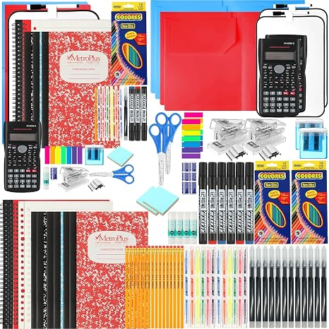Gilprop 2 Set Middle and High School Supplies Kit, 51 Pcs Per Set Back to School Supplies College Bundle Essential Stuff Bulk Stapler Notebook Calculator for Senior Student Teen Classroom