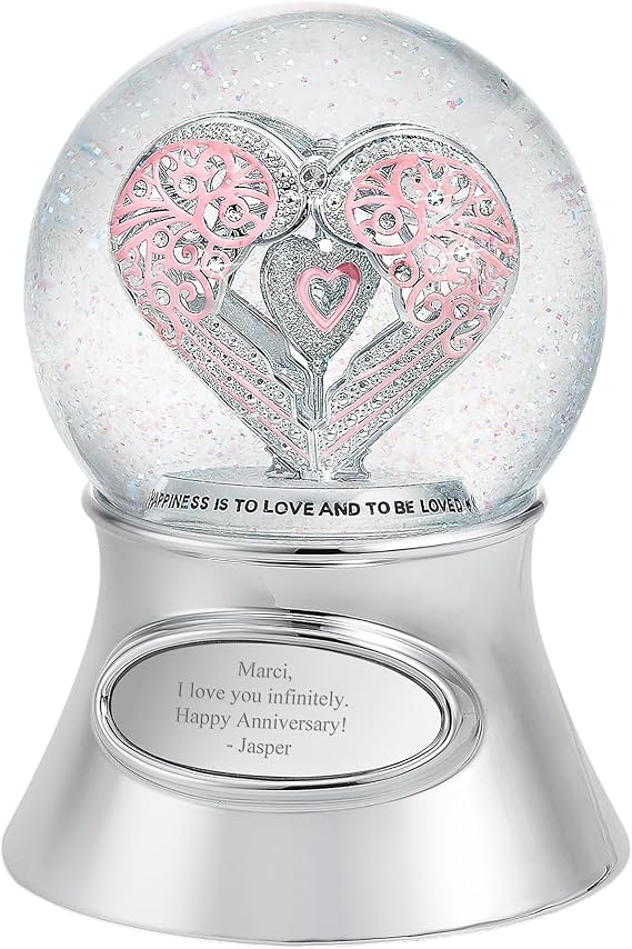 THINGS REMEMBERED Engraved Say It with Love Musical Snow Globe (Free Customization), Plays Canon in D Major Music
