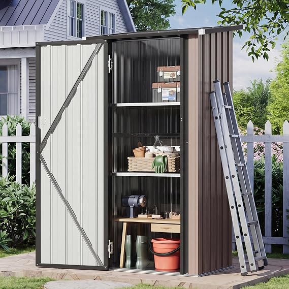 Aoxun Outdoor Storage Cabinet Shed - Small Vertical Cabinet with Floor