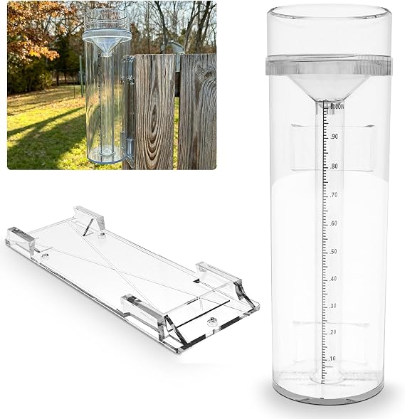 Outdoor Rain Gauge, 1/100 Inch Precise Read, UV Heat Resistant