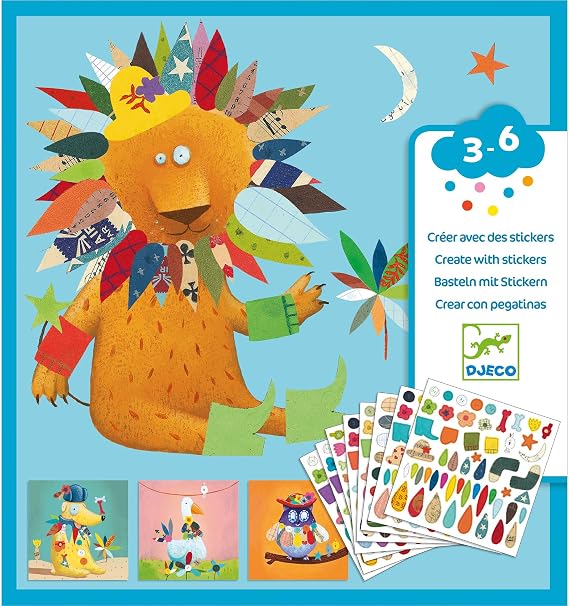 DJECO Create Animals Sticker Kit, Multicolor