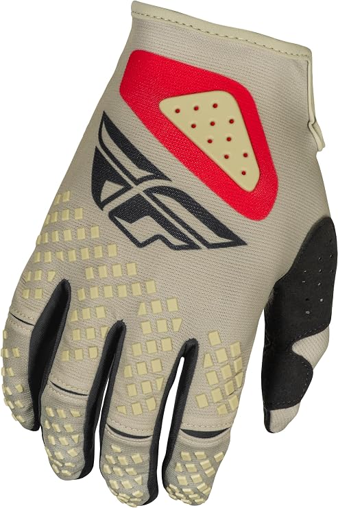 Fly Racing Men's Kinetic Sym Gloves (Light Grey/Red/Black, Medium)
