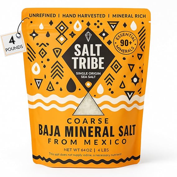 Salt Tribe | Baja Sea Salt Natural Grain for Grinder | 90+ Trace Minerals for Hydration Support | Sal Organica | Coarse | Low Sodium Organic & Unrefined | Single Origin Mexico (64 Ounce)