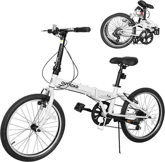 Max4out 20 inch Folding Bike,7 Speed Lightweight City Commuter,Foldable Bike for Adults with Aluminum Frame Step Through Collapsible Bike for Women Men Seniors(Black/White/Blue/Pink)