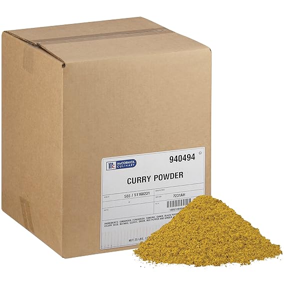 McCormick Culinary Curry Powder, 25 lb - One 25 Pound Box of Yellow Curry Powder Spice Blend of Coriander, Turmeric, Nutmeg, Clove, and Ginger Perfect for Curries and Shrimp Dishes