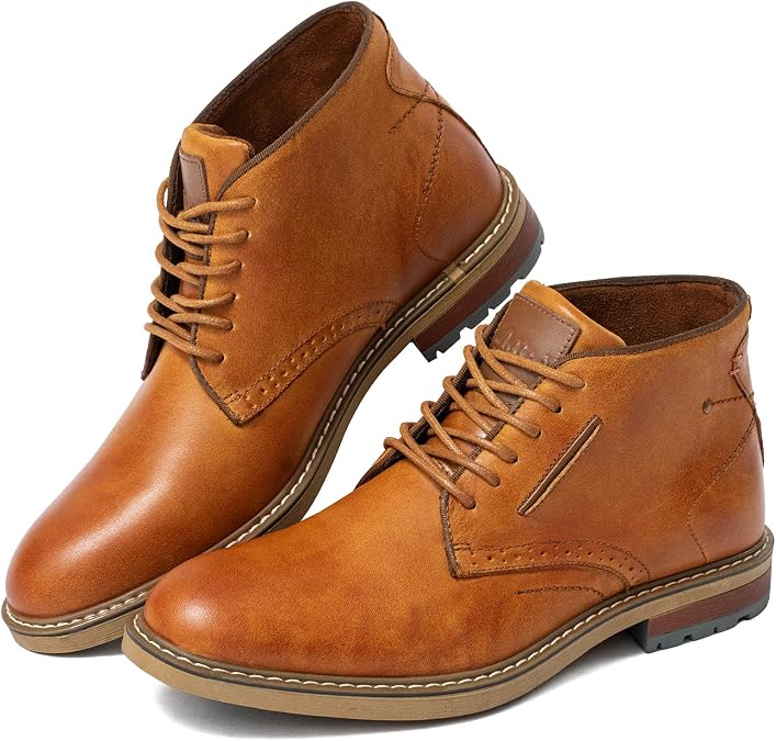 Arkbird Mens Chukka Boots, Genuine Leather Dress Boots Classic Casual Fashion Ankle Lace-up Boot for Men